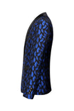 Blue Printed Notched Lapel Men's Blazer