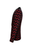 Black Red Shawl Lapel Printed Prom Blazer