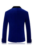 Men's Blue Shawl Lapel One Button Prom Blazer