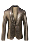 Golden Metallic Shawl Lapel Men's Prom Blazer