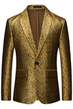 Sparkly Golden Notched Lapel Texture Prom Blazer