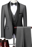 Grey Shawl Lapel Single Breasted Men's Suits