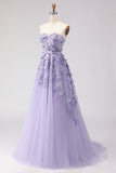 Purple Off The Shoulder Beaded A-Line Tulle Long Prom Dress with Removable Sleeves