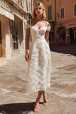 Ivory Lace Cold Shoulder A Line Wedding Dress