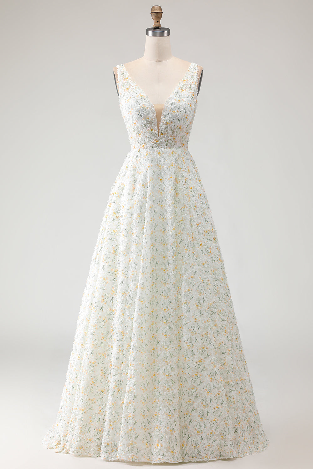 ZAPAKA Women White Yellow Floral Long Prom Dress with 3D Flowers A Line V Neck Open Back Evening Dress ZAPAKA UK ZAPAKA Women White Yellow Floral Long Prom Dress with 3D Flowers A Line V Neck Open Back Evening Dress ZAPAKA UK