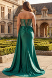 Mint Green Sweetheart Mermaid Beaded Long Plus Size Prom Dress with Slit