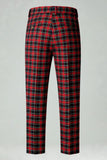 Red Black Plaid Notched Lapel 2 Piece Men's Prom Suits