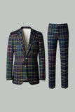 Red Black Plaid Notched Lapel 2 Piece Men's Prom Suits