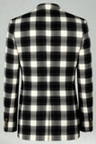 Black White Grid 2 Piece Notched Lapel Single Breasted Men's Prom Suits