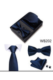 Classic Men's Formal Navy Gold Stripe Tie and Bowtie Set
