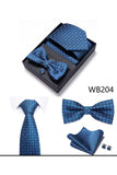 Classic Men's Formal Navy Gold Stripe Tie and Bowtie Set