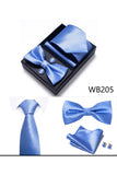 Classic Men's Formal Navy Gold Stripe Tie and Bowtie Set