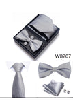 Classic Men's Formal Navy Gold Stripe Tie and Bowtie Set