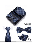 Classic Men's Formal Navy Gold Stripe Tie and Bowtie Set