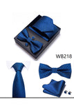 Classic Men's Formal Navy Gold Stripe Tie and Bowtie Set