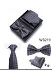 Classic Men's Formal Navy Gold Stripe Tie and Bowtie Set