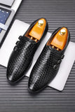 Black Leather Slip-On Men's Party Shoes