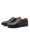 Black Leather Slip-On Men's Party Shoes