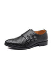 Black Leather Slip-On Men's Party Shoes