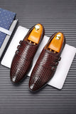 Black Leather Slip-On Men's Party Shoes