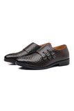 Black Leather Slip-On Men's Party Shoes