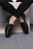 Black Casual Slip-On Leather Men's Shoes