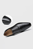 Brown Lace-Up Party Leather Men's Shoes