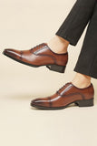 Brown Lace-Up Party Leather Men's Shoes