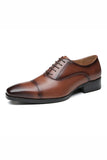 Brown Lace-Up Party Leather Men's Shoes