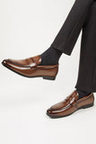 Brown Leather Slip-On Men's Party Shoes