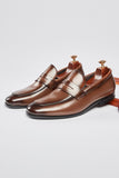 Brown Leather Slip-On Men's Party Shoes