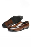 Brown Leather Slip-On Men's Party Shoes