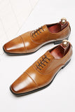 Black Leather Lace-Up Men's Wedding Shoes