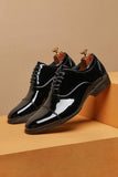 Black Lace-Up Leather Men's Wedding Shoes