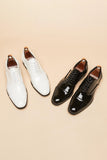 Black Lace-Up Leather Men's Wedding Shoes