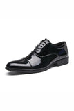Black Lace-Up Leather Men's Wedding Shoes