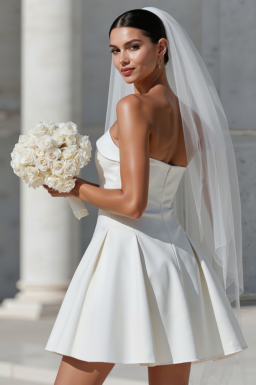 white corset bridal shower dress Leely Women White A Line Tulle Corset Boho Dress with Lace Appliques High-Low Ruffled Sleeveless Bridal Shower Dress