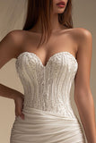 Ivory Sweetheart Bodycon Pleated Short Wedding Dress