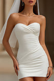 Simple White Bodycon Sweetheart Short Wedding Dress