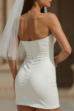 Simple White Bodycon Sweetheart Short Wedding Dress