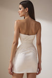 Sweetheart White Bodycon Ruched Mini Wedding Dress