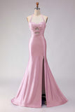 Mermaid Lilac Halter Beaded Cut Out Long Prom Dress with Slit