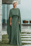 Black A-Line Round Neck Long Mother of the Bride Dress