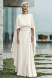 Black A-Line Round Neck Long Mother of the Bride Dress