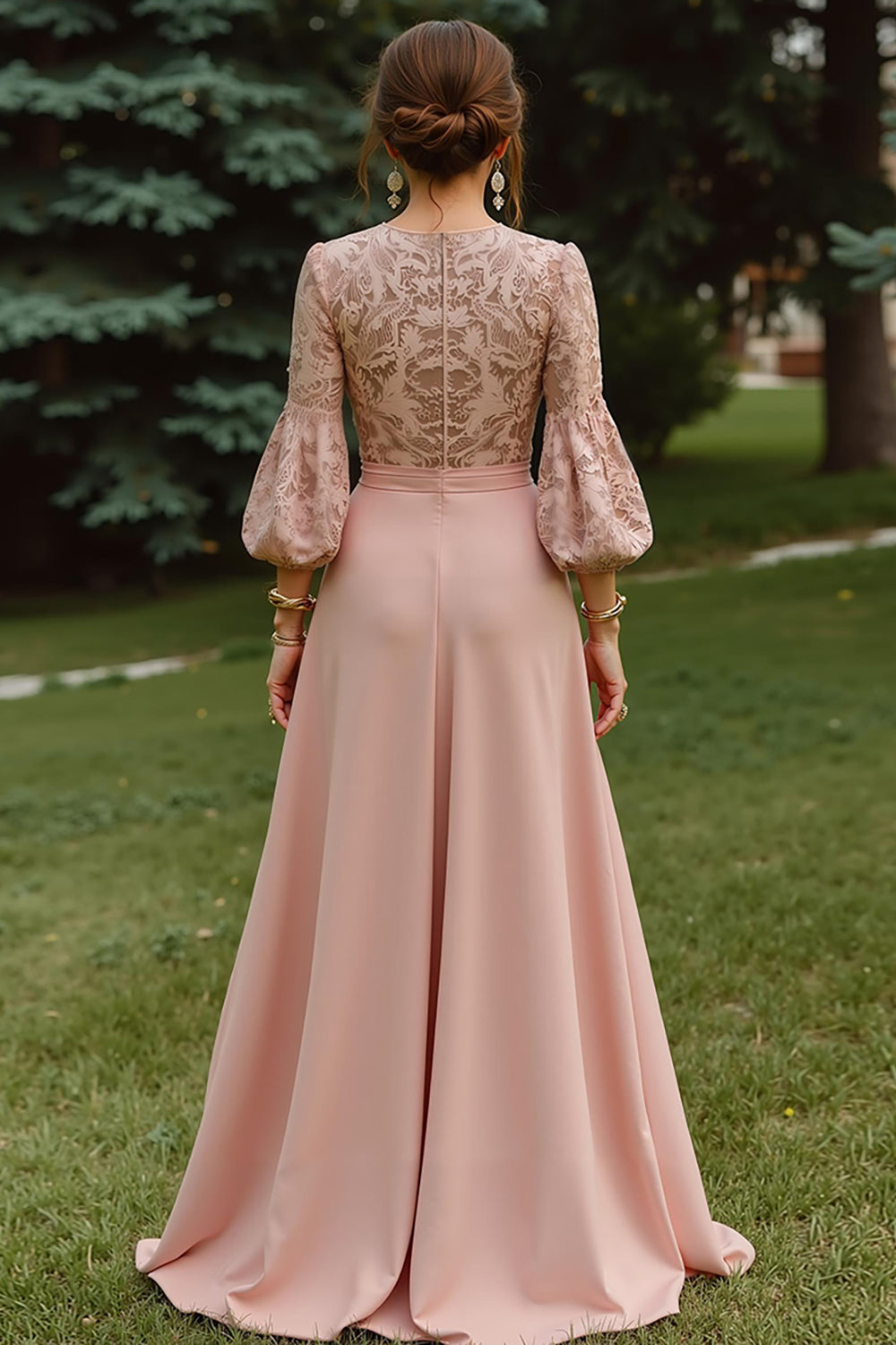 ZAPAKA Women Dusty Rose Mother of the Bride Dress A-Line Round Neck Lace Long Wedding Guest Dress with 3/4 Sleeves ZAPAKA UK ZAPAKA Women Dusty Rose Mother of the Bride Dress A-Line Round Neck Lace Long Wedding Guest Dress with 3/4 Sleeves ZAPAKA UK