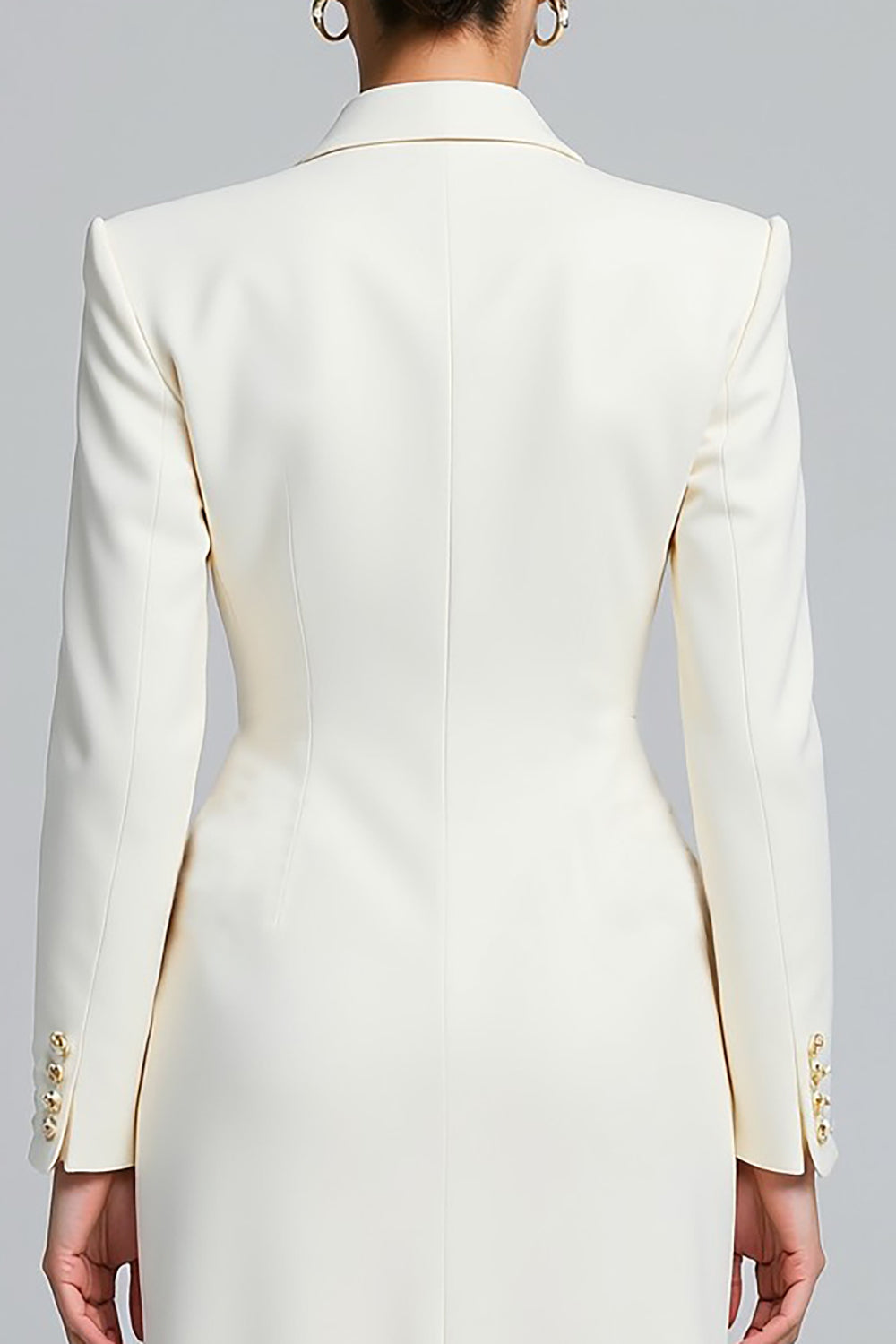 Zapaka Women White Blazer Dress with Slit Peak Lapel Sheath Single-Breasted Long Sleeve Business Outfit ZAPAKA UK Zapaka Women White Blazer Dress with Slit Peak Lapel Sheath Single-Breasted Long Sleeve Business Outfit ZAPAKA UK
