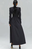 Black Notched Lapel Single-Breasted A Line Blazer Dress