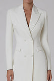 Ivory Peak Lapel Double-Breasted Blazer Dress