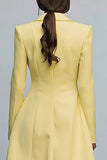 Yellow Peak Lapel A Line Long Sleeve Work Dress