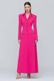 Fuchsia Notched Lapel Single-Breasted A Line Blazer Dress